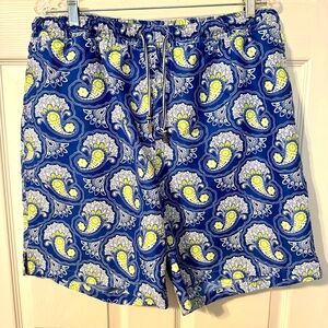 Peter Millar Swimsuit Trunks, Royal Blue/White/Lime Green, XL